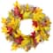 22" Unlit Autumn Harvest Artificial Maple Leaves Thanksgiving Wreath